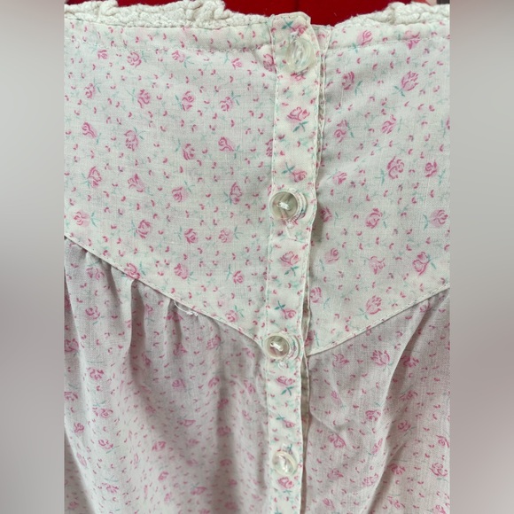 Cottagecore Dainty Rose Floral Babydoll Nightgown With Ruffle Hem - Picture 8 of 12